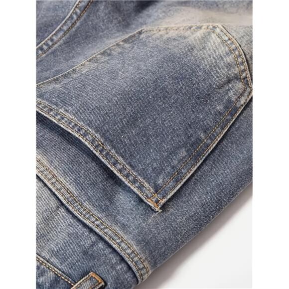 NWT Men's Distressed Jeans with Bear & Patchwork Details - Picture 6 of 7